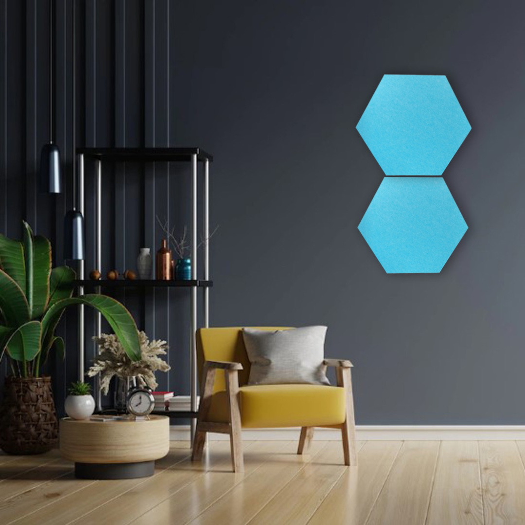 HEXAGON POLYESTER PINBOARD | 600x520mm | Lake Blue | 1pc image 0